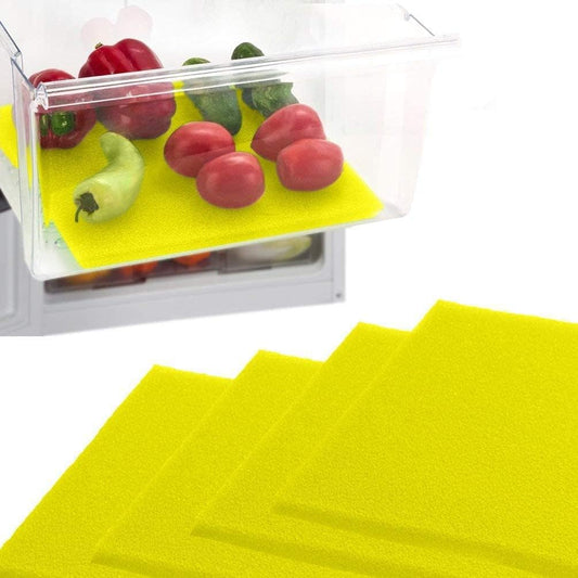 Dualplex® Fruit & Veggie Life Extender Liner for Fridge Refrigerator Drawers, 12x15 Inches (4 Pack) – Extends The Life of Your Produce & Prevents Spoilage (Yellow)