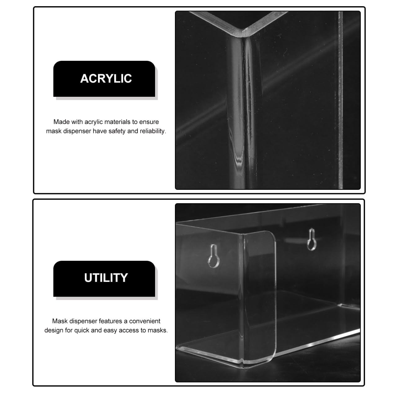 Acrylic Wall Mount Glove Dispenser and Mask Holder Storage Box for Laboratory and Office 2 in 1 Mask and Glove Organizer
