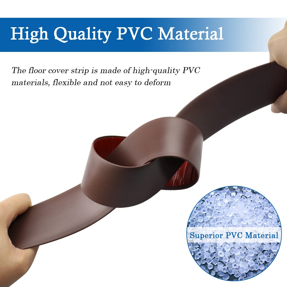 Floor Transition Strip Self Adhesive Floor Cover Strips Laminate 2" Wide Vinyl Flat Divider Transitions (5cm, 6.56Ft, Brown)