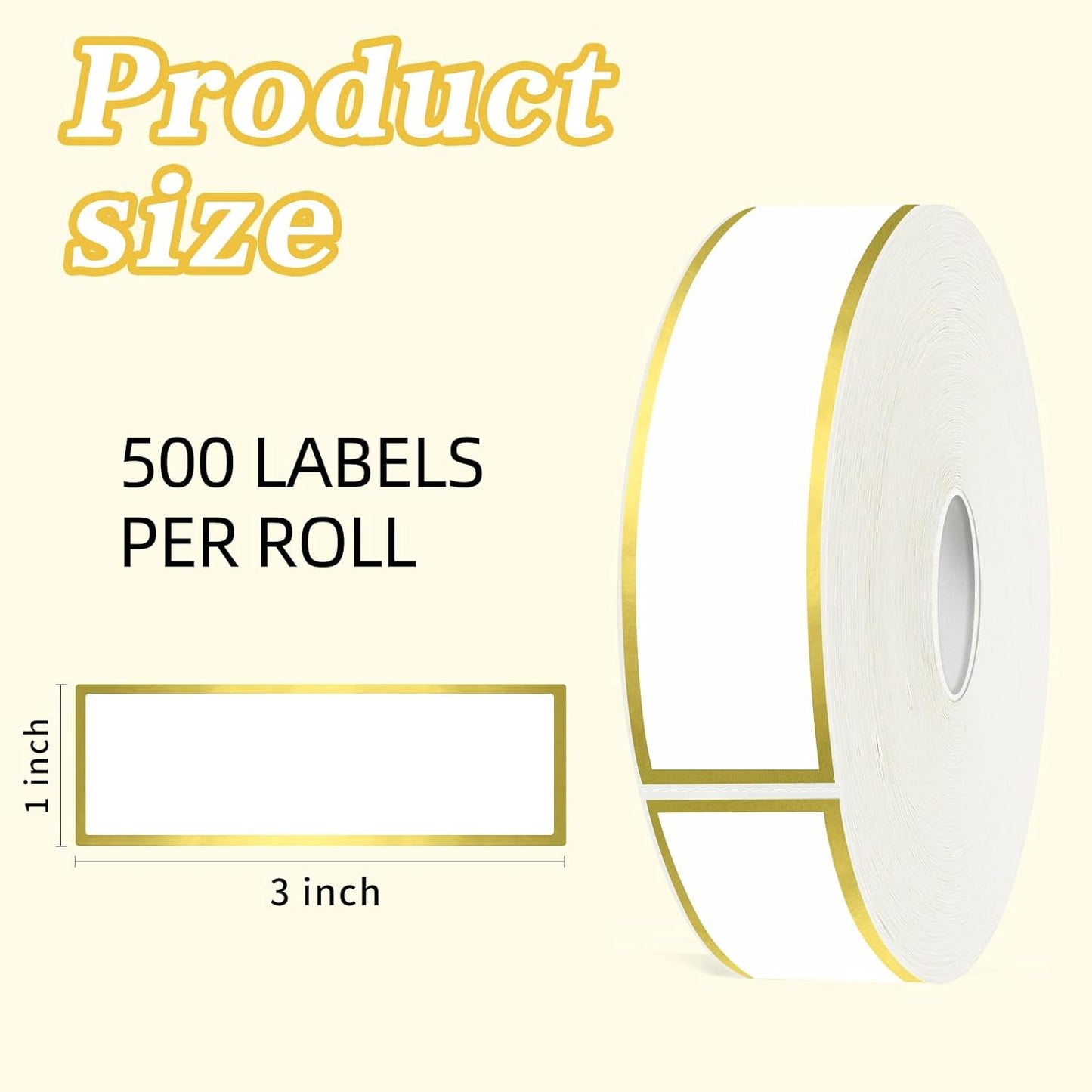 500 Golden Border Removable Freezer Labels Water Oil Resistant with Perforation Line for Food Containers Jars Pantry Organization (Ink Quick-Dry，1” x 3”)