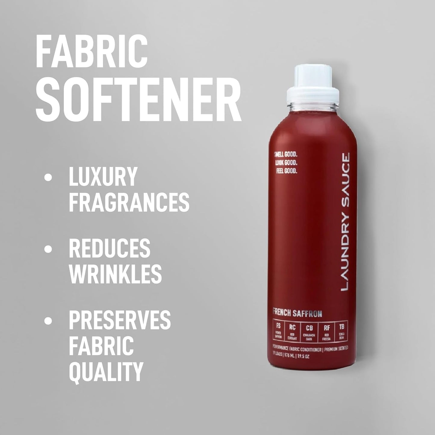 Laundry Sauce - Laundry Fabric Softener (French Saffron) Luxury Fragrance, Softens & Preserves Fabric, Reduces Wrinkles, 19 Fl Oz