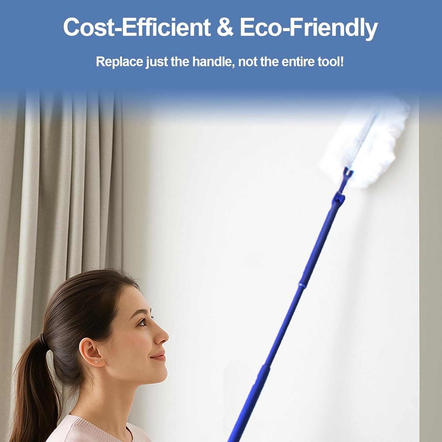 Replacement Handles Compatible with Swiffer Duster Refill, Swiffer Duster Extended Handle,Foldable & Extendable Dust Handle Only(Blue 3pcs)