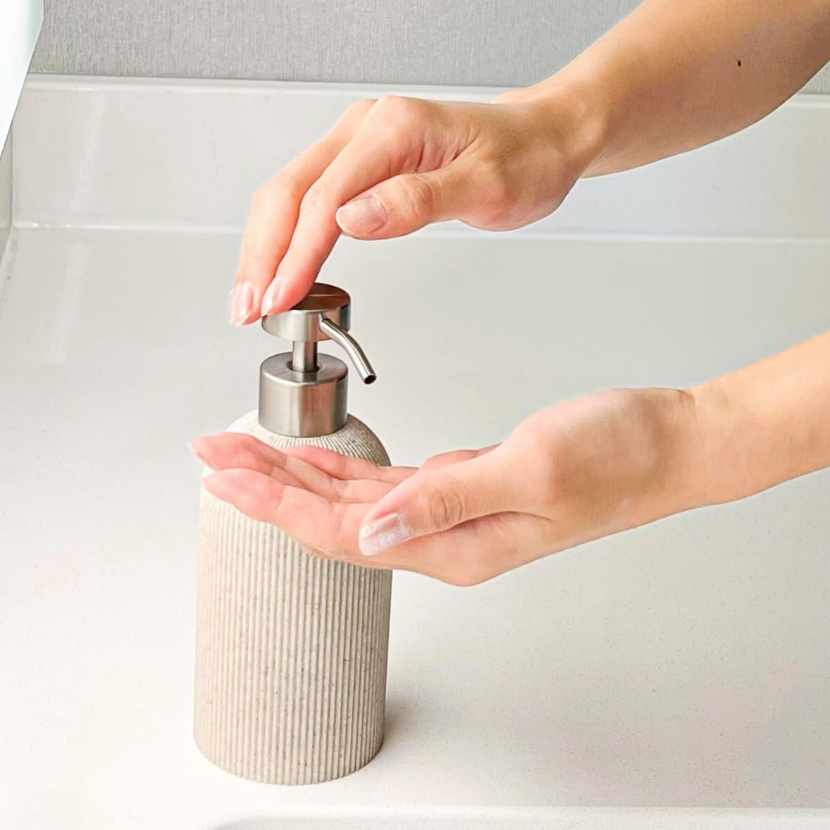 Stainless Steel Soap Dispenser Pump Head Replacement 2 Pack, 28/400 Threads Standard Size, for Bathroom and Kitchen (Stainless Steel)