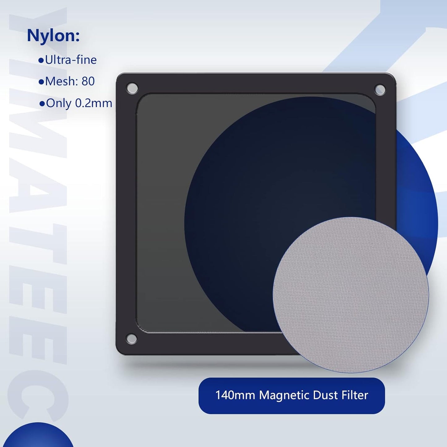 Dust Filter PC 140mm for Computer Cooler/PSU/Routers Nylon 80 Mesh, Magnetic Frame Fan Dust Mesh PC Cooler Filter Dustproof Computer Fan Grills (Nylon, 140 * 140mm, 2pcs, Black)