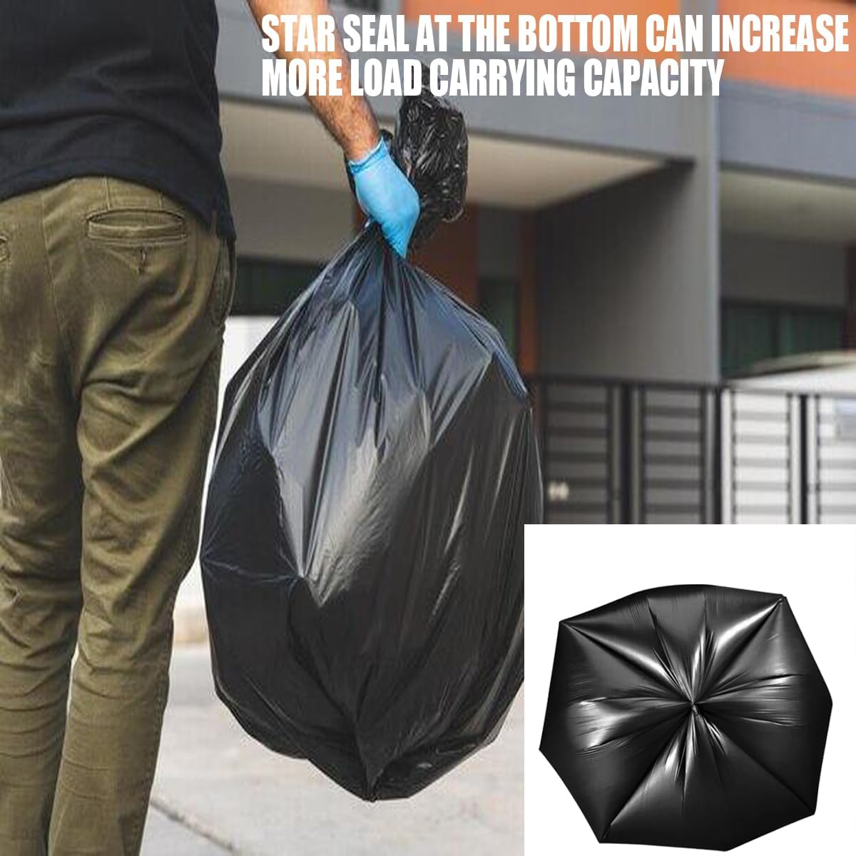 33 Gallon Trash Bags, 125 Count, Black Garbage bags, Multi-purpose Trash Can Bin Liners for Home Commercial, Outdoor, Construction, Industrial, Janitorial, Municipal, Lawn, Leaf