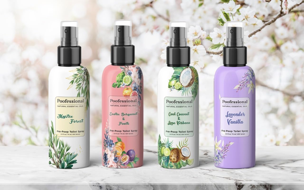 Poop spray for toilet, pre poo toilet spray bathroom odor eliminator and air freshener, 2.5 Ounce, 5 pack Travel Size