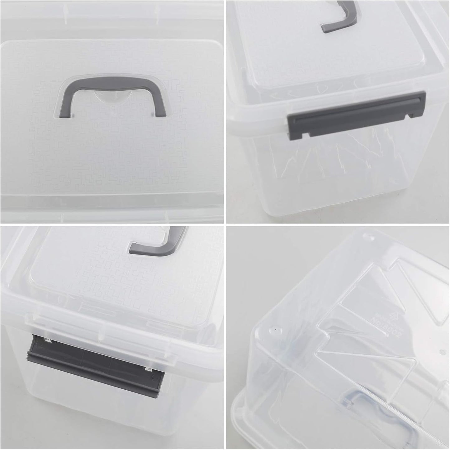 4-Pack Clear Plastic Storage Latch Box with Lids, 10 L