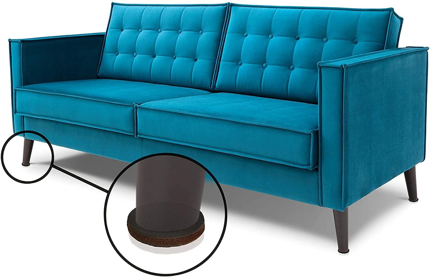 GorillaPads Non Slip Furniture Pads/Floor Grippers (Set of 16 Grips) 2 Inch Round Floor Protectors for Under Furniture, Black, CB144-16