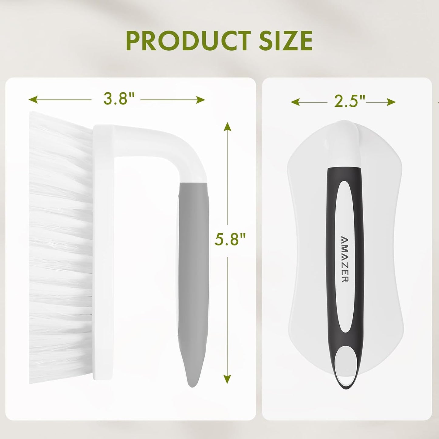 Amazer Scrub Brush for Cleaning Comfort Grip Bathtub Scrubber Stiff Bristles with Handle Heavy Duty Shower Cleaner Brush for Tub Carpet Floor Sink Outdoor - Pack of 2 (Black+Grey)