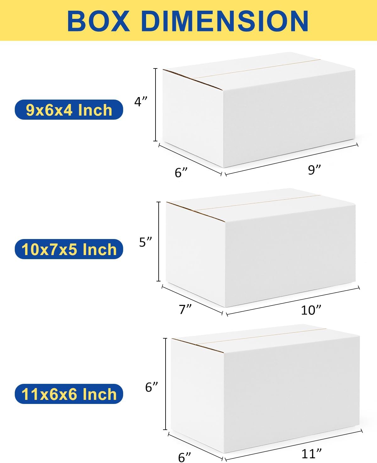 Assorted-Sizes-Shipping-Boxes-45-Pack: 9x6x4 & 10x7x5 & 11x6x6 Small-Shipping-Boxes-Mailers, White Corrugated-Cardboard-Boxes-for-Packing-Small-Business Mailing