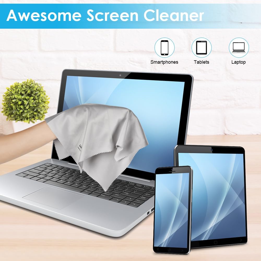 6PCS Large Eyeglass Cleaning Cloths, 12 x12 inches Glasses Cleaner, Individually Wrapped, Premium Microfiber Cleaning Cloth for Glasses, TV, Laptop Screens and Lens, Easier to Grip and Use