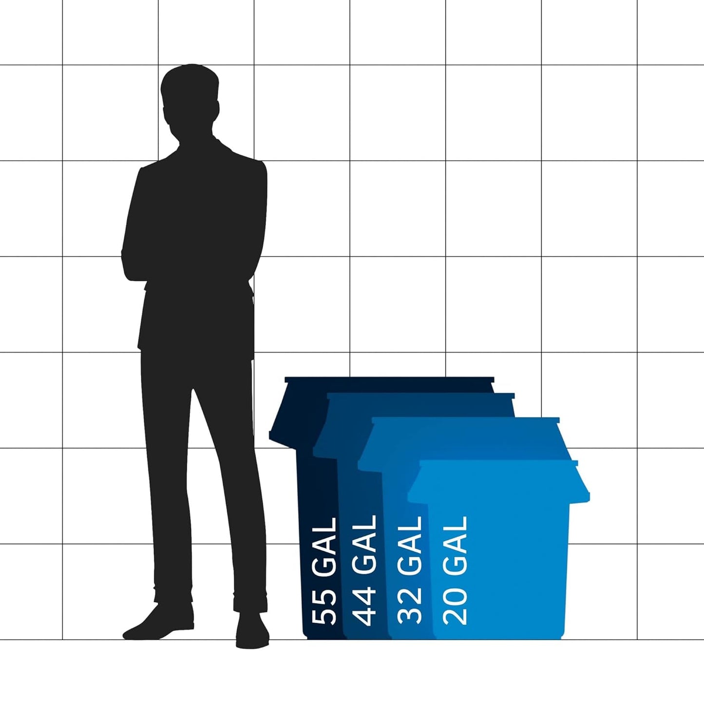 44 Gallon White Round Commercial Trash Can with Lid