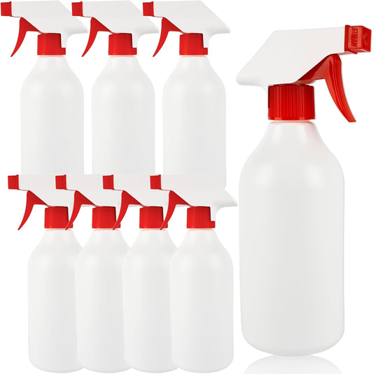 8 Pack Plastic Spray Bottles 16 oz Empty Refillable Spray Bottle for Cleaning Solutions Leak Proof Water Bottle Sprayer with Adjustable Nozzle Mist & Stream Heavy Duty Reusable for Plants Oils Hair