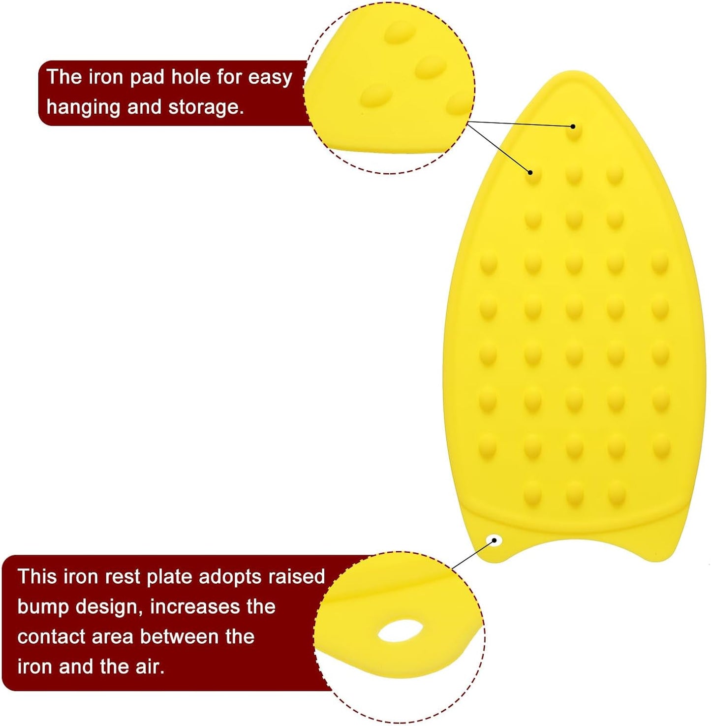 HARFINGTON Silicone Iron Rest Pad, Multipurpose Iron Hot Resistant Mat Iron Rest Plate for Ironing Board Hot Heat Resistant Steam Compact Mat, Yellow