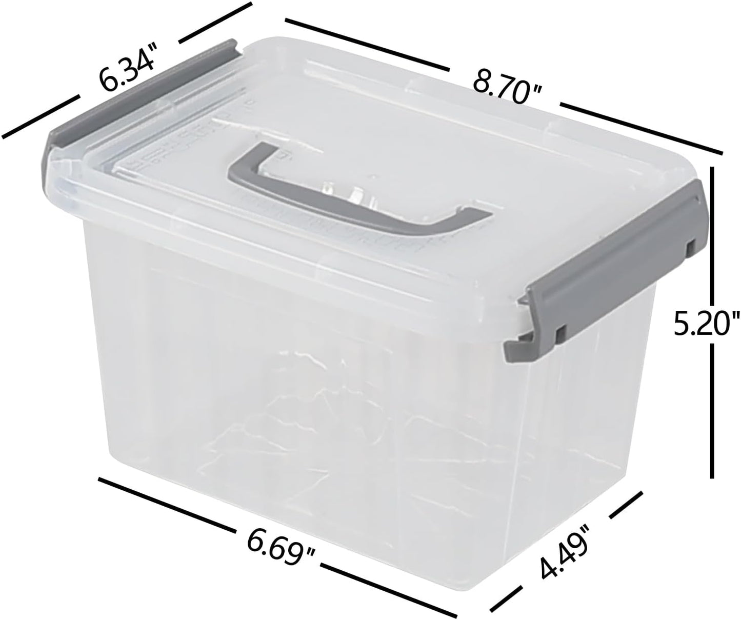 3 L Small Clear Storage Latch Box, 6 Pack Plastic Stackable Organizer Containers with Lids