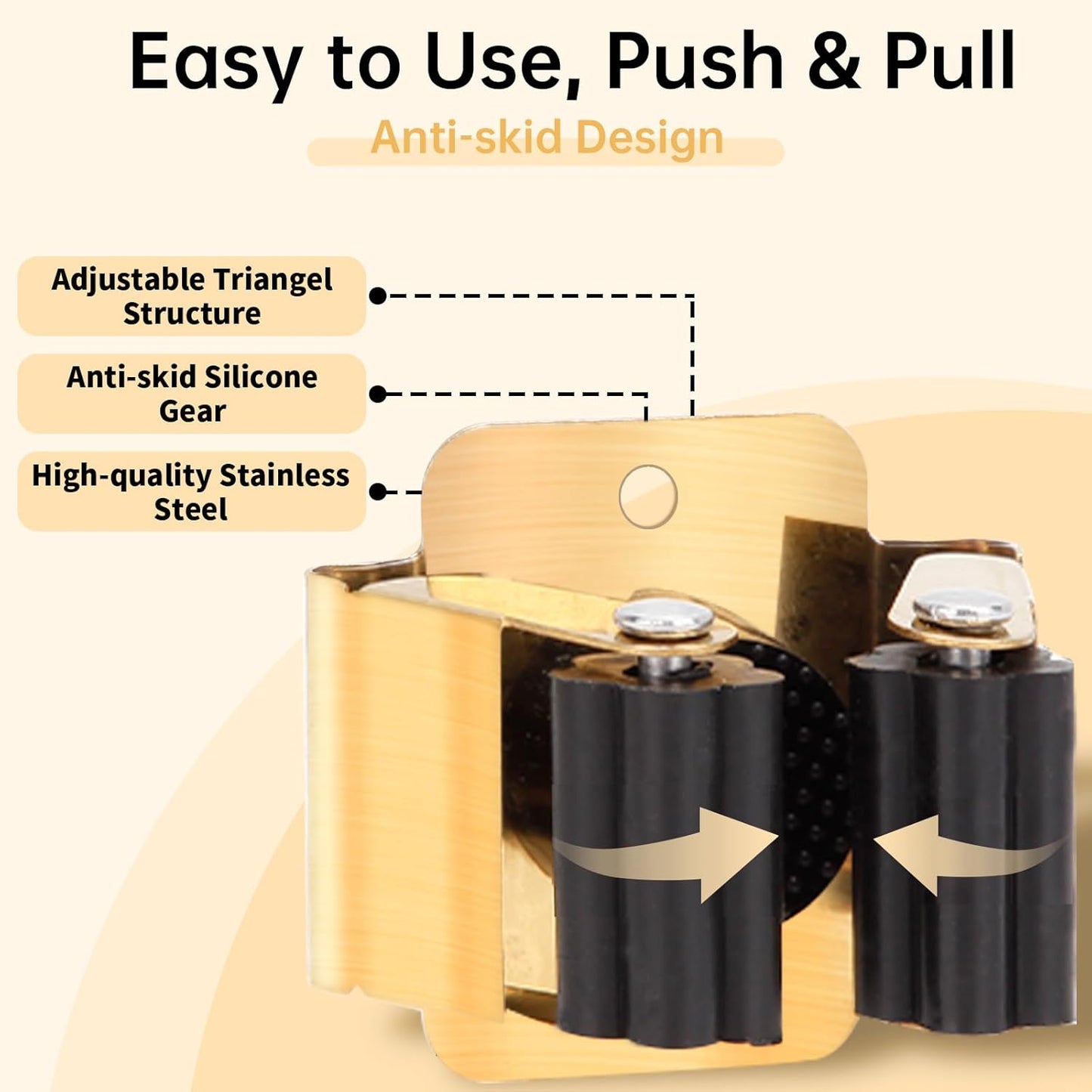 4pcs Anti-Slip Broom and Mop Holder,Wall Mounted Utility Rack with Screws,Stainless Steel Heavy Duty Mop and Broom Hanger,Space-Saving for Kitchen,Home,Bathroom,Garden,Garage Storage.Gold