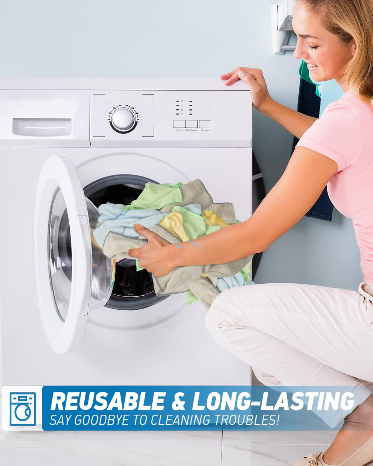 Microfiber Cleaning Cloth-24Pcs (13x13 inch) Ultra Soft Highly Absorbent Rags for Housekeeping-Machine Wash (Blue)