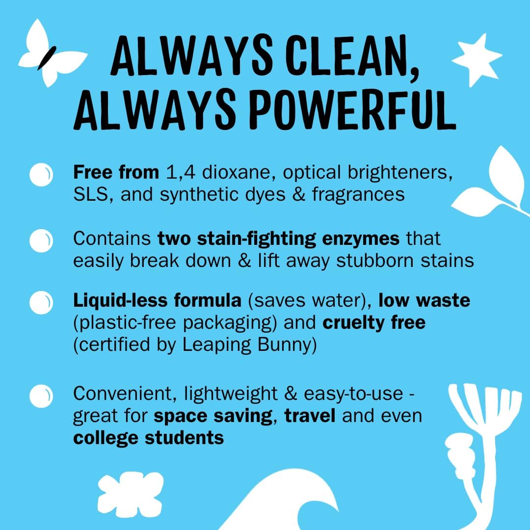 Molly’s Suds Laundry Detergent Sheets | Gentle on Sensitive Skin, Powerful Bio-Based Enzymes, Stain-Fighting | Liquidless & Plastic-Free Packaging | 120 Loads (Peppermint)