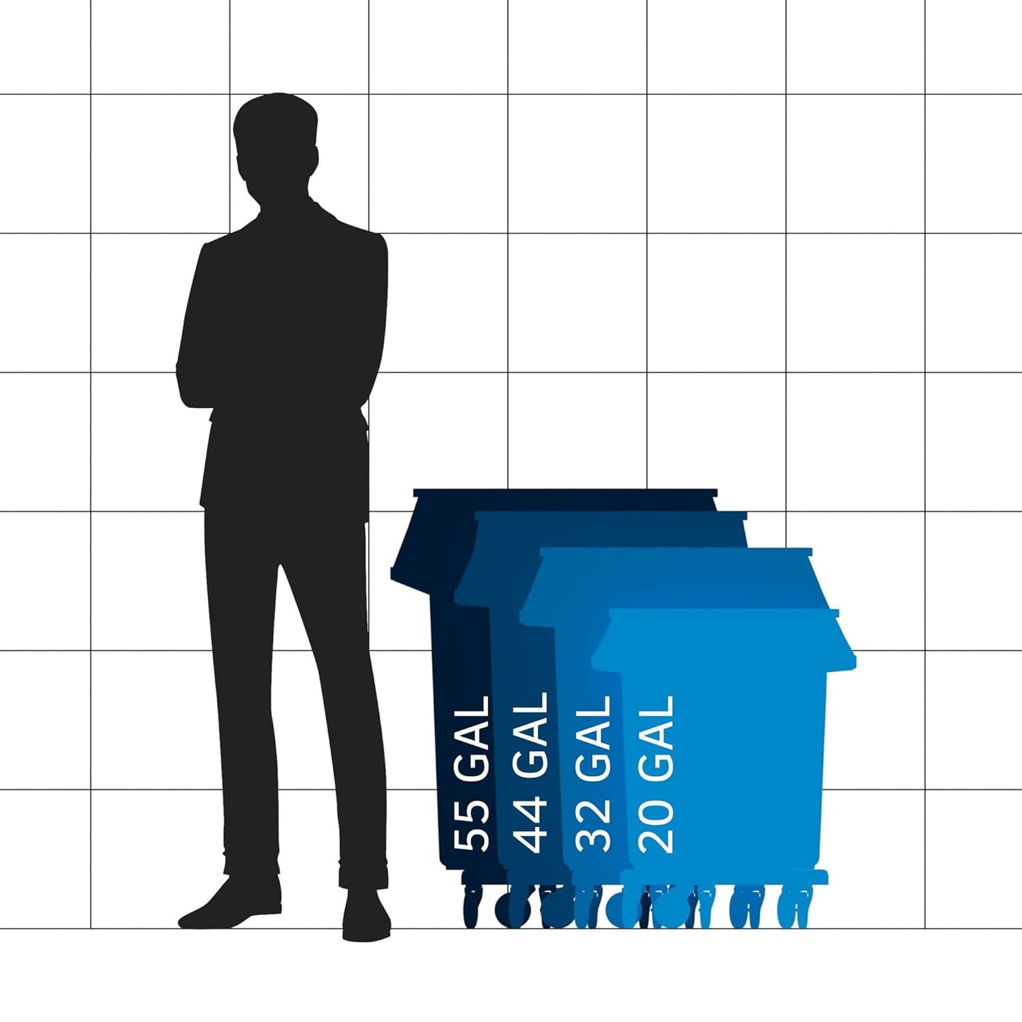 55 Gallon Yellow Round Commercial Trash Can with Lid and Dolly