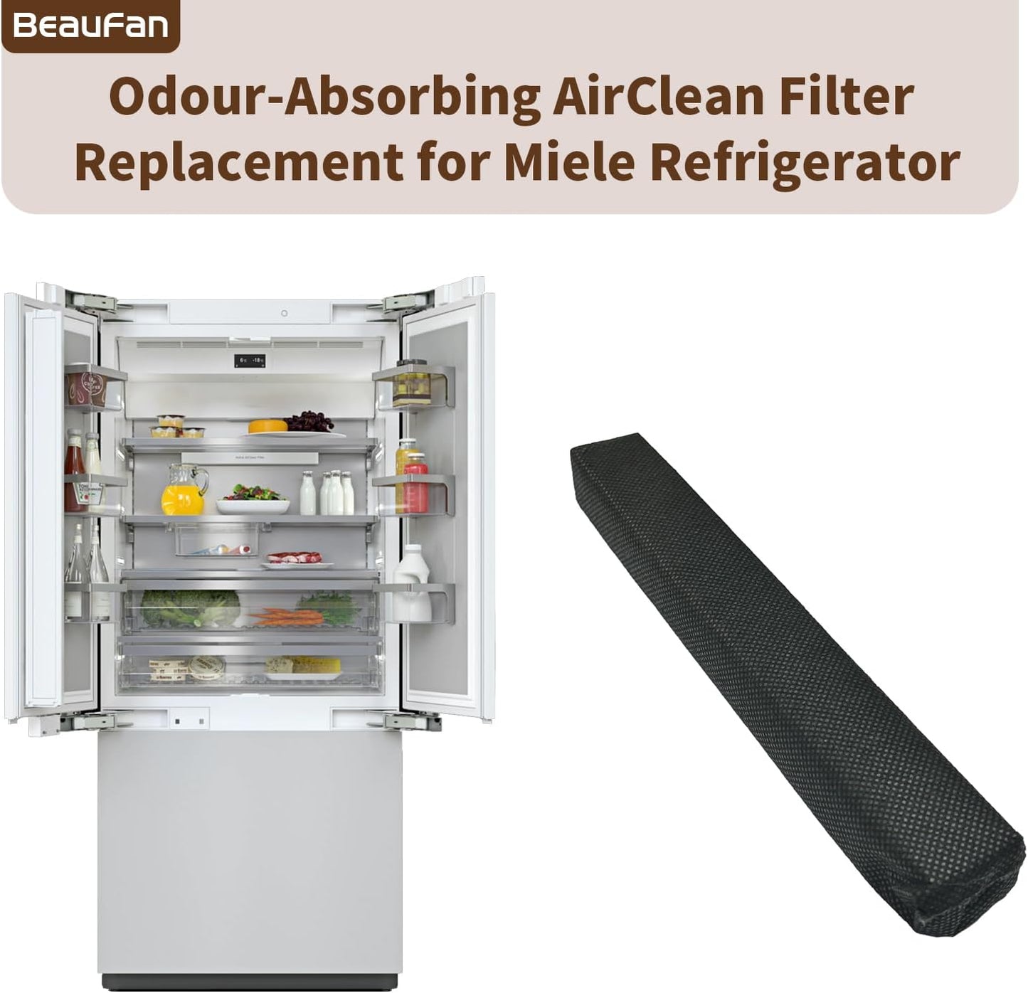 4 Pack Active Airclean Filter 7236280 Replacement for Miele Refrigerator, Odor Eliminator, Odour-Absorbing Active AirClean Filter for Refrigerator
