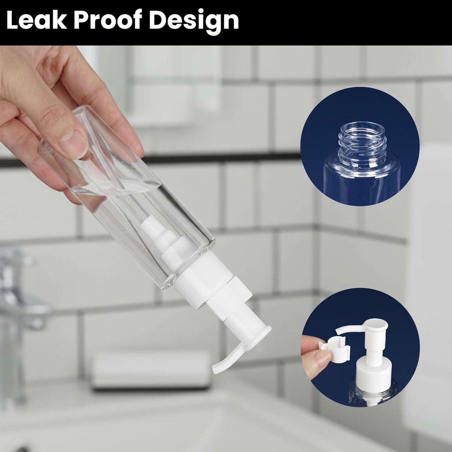 7 Pack 3.4 Oz/100ml Travel Pump Bottle TSA Approved Empty Plastic Pump Bottles Dispenser Portable Refillable Container Clear Lotion Dispenser Bottle for Shampoo Shower Gel