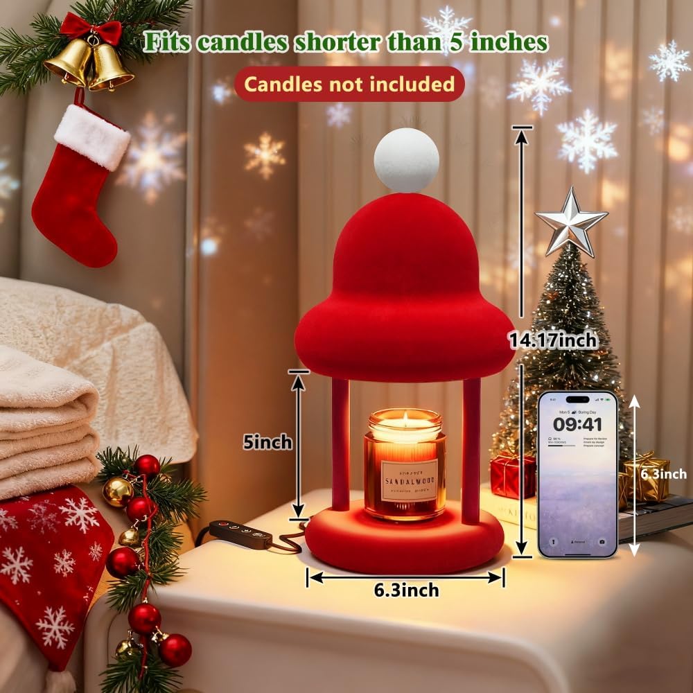 Fuzzy Candle Warmer Lamp with Timer, Dimmable Wax Warmer Lamp, Candle Melter Lamp for Jar Candles, Christmas Birthday Gifts for Mom Women