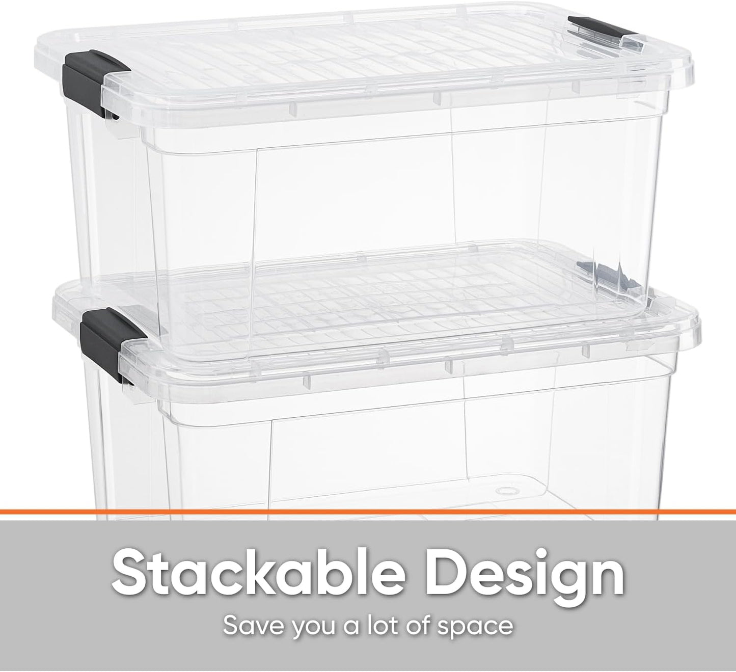Superio Clear Storage Boxes with Lids, 11 Quart Plastic Container Bins for Organizing, Stackable Crates, BPA Free, Non Toxic, Odor Free, Organizers for Home, Office, School, and Dorm