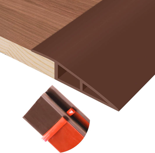 Floor Transition Strip Self Adhesive Vinyl Door Threshold for Doorways Carpet Edging Trim Overlap Edge Reducer for Laminate Floor, Carpet, Tile (Brown, 2/5" to 3/5", 10Ft)