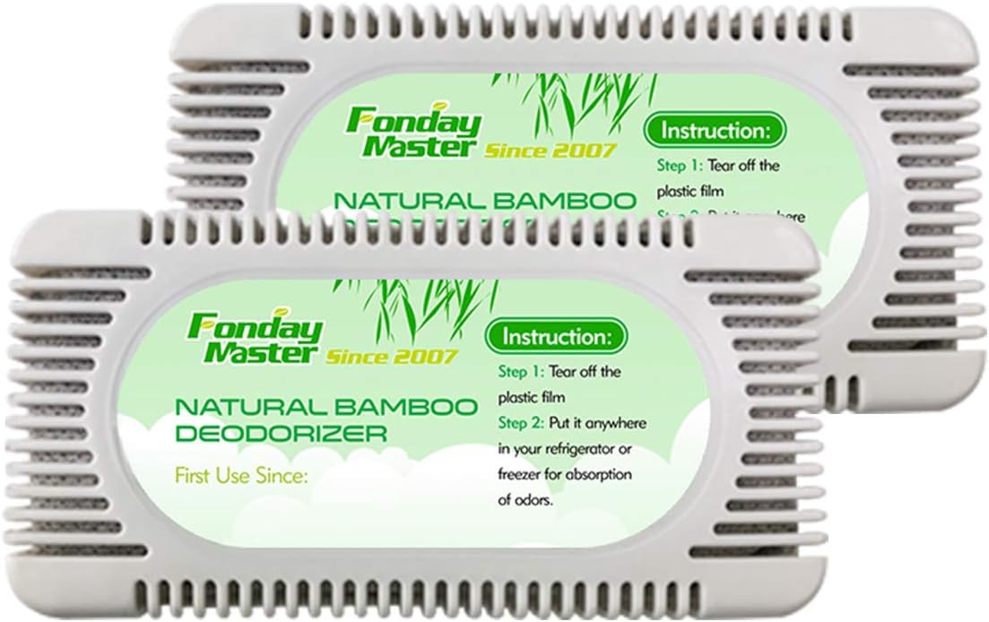 2Packs Fonday Refrigerator Deodorizer Odor Eliminator for Fridges Freezers Coolers Lunch Boxes Bamboo Charcoal More Effective Than Baking Soda