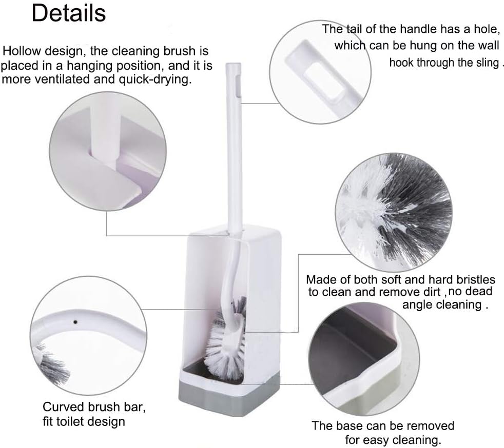 Marbarsse Bathroom Toilet Bowl Brush and Holder, Curved Design Toilet Brush for Deep Cleaning Under Rim, Best Toilet Brush Set, Easy Handy CompactToilet BowlCleaner Brush for Bathroom, 4 Pack