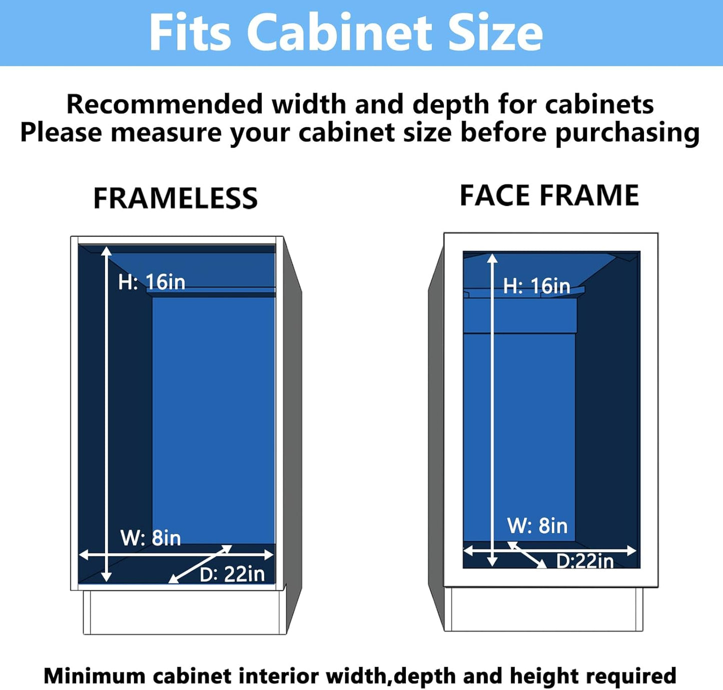 2 Tier Individual Pull Out Cabinet Organizer 7½" W x 21½" D, Heavy Duty Cabinet Pull Out Shelves, Slide Out Drawers Organization for Kitchen Cabinets Bathroom