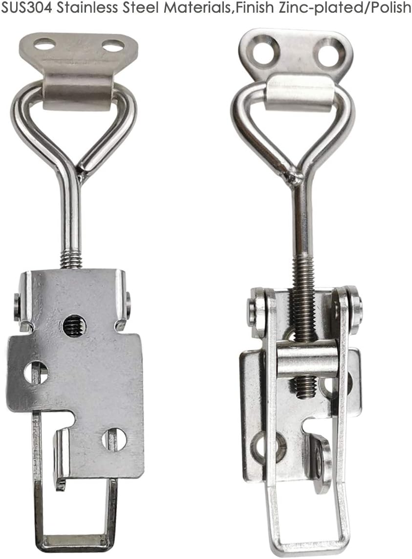 Adjustable Latch Buckle Cabinet Boxes Lever Handle Toggle Catch Latch Lock,Silver,Adjustable Range 126-148mm,2 Pcs