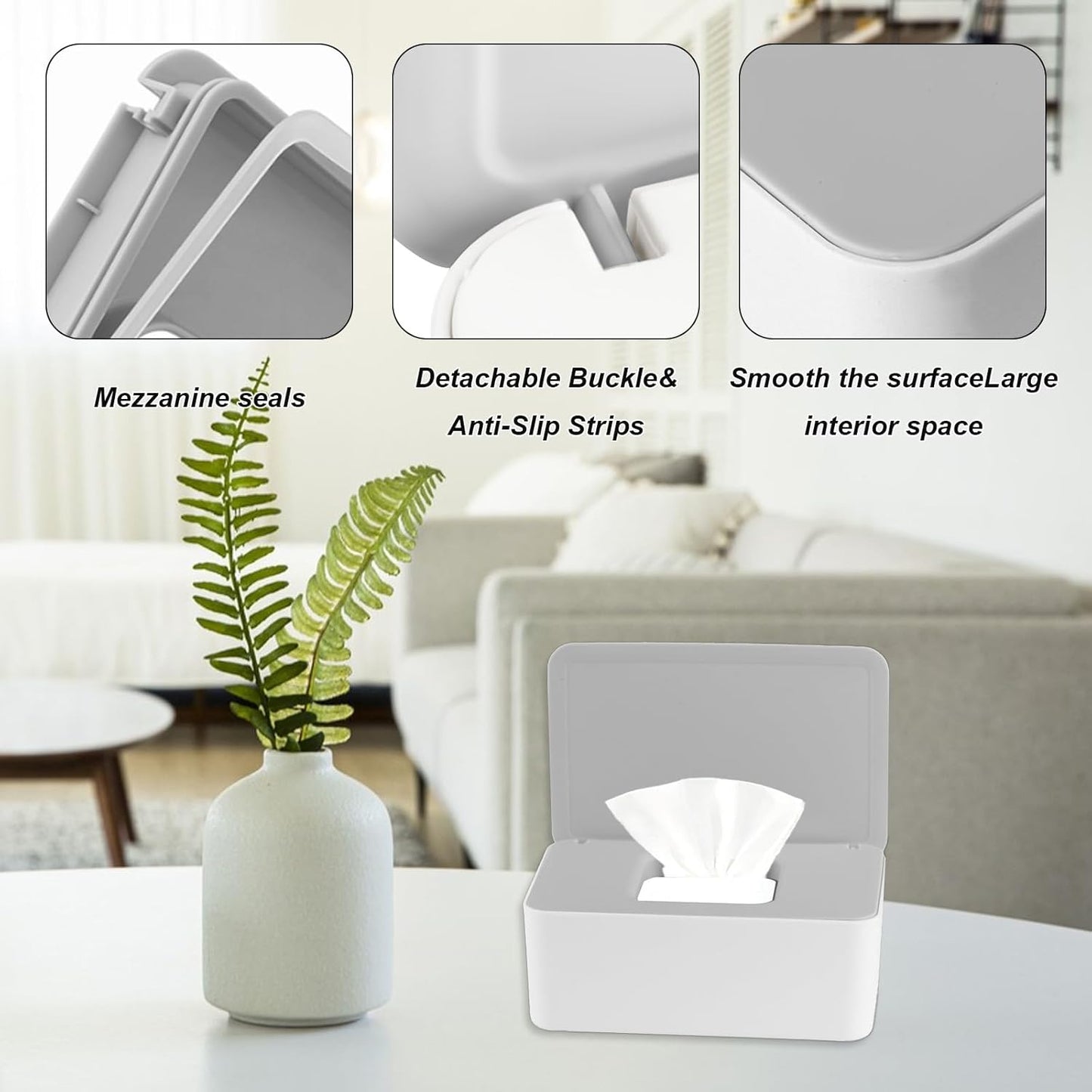 1 Pcs Diaper Wipes Dispenser, Refillable Wipe Container, Wipe Container with Sealing Design Lid, Keep Wipes Fresh,Wet Wipes Cases (Gray)