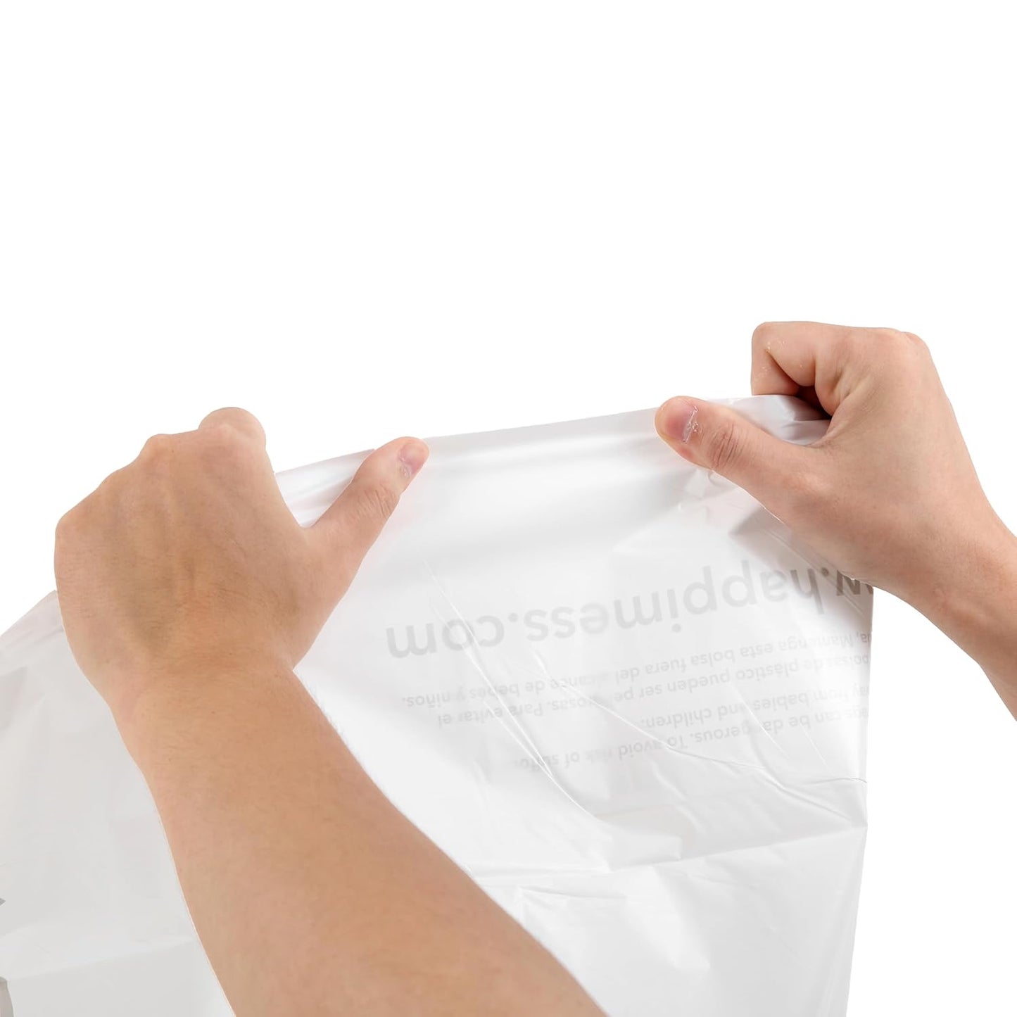 happimess HPM3000V-WHITE 30 Gallon Drawstring Unscented Trash Can Liner for Business Home Kitchen Commercial and Industrial White (100-Count, 4-Rolls of 25 Liners)