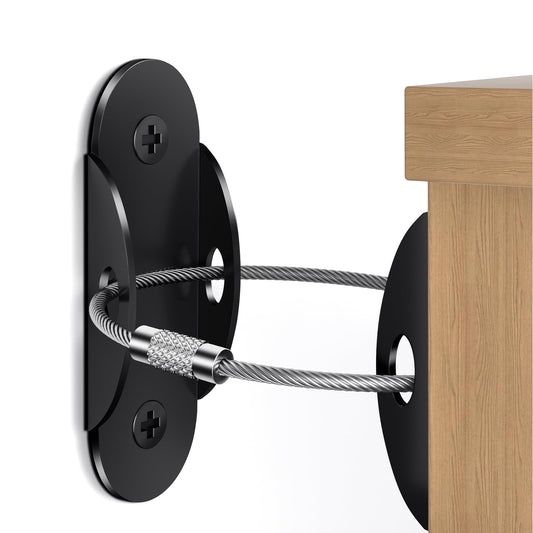 Anti Tip Furniture Anchors (6 Packs) Furniture Anchors for Baby Proofing, Earthquake Straps for Furniture Dresser Wall Safety Anchor Furniture Safety Straps Wall Straps, Black