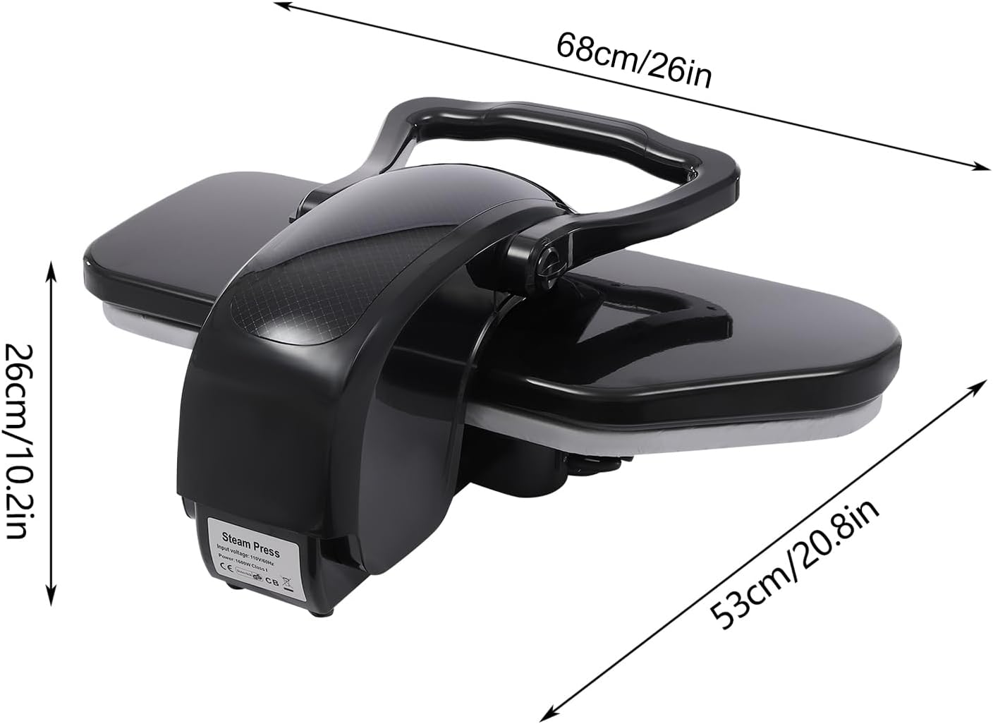 Intelligent Steam Press with 5 Fabric Setting Professional Steamer 1600W for Home/Business 36inch Non-stick Large Pressing Surface Auto Shutoff & Temp Settings Digital Touch Screen (Black)