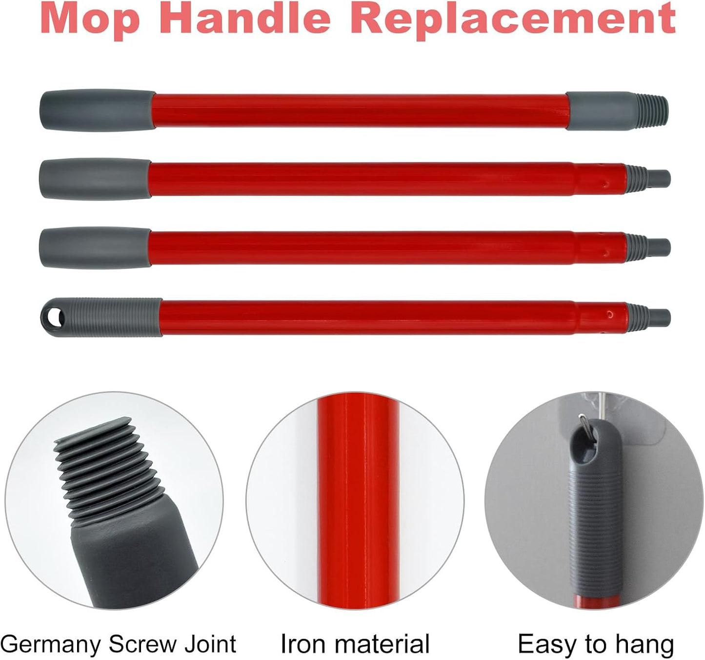 Mop Handle for Ocedar,Spin Mop Replacement Head Base Compatible with O Cedar,4-Section Spin Mop Handles and Base for EasyWring Spin Mop