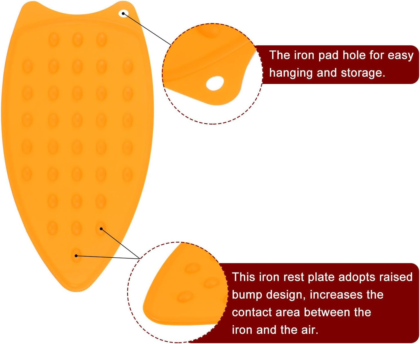 HARFINGTON Silicone Iron Rest Pad, Multipurpose Iron Hot Resistant Mat Iron Rest Plate for Ironing Board Hot Heat Resistant Steam Compact Mat, Orange
