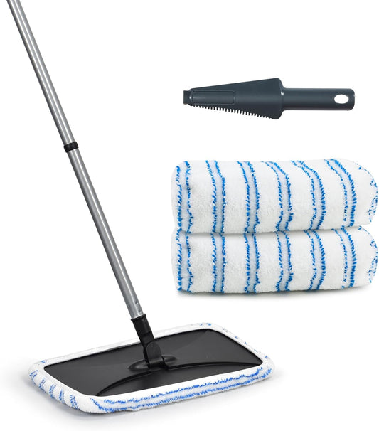 Matthew Microfiber Mop Compatible with Hardwood Floor'N More Microfiber Mop,Reusable&Washable 15x8 Inches,3Pack Microfiber Wet Mop Refills for Wet & Dry Floor Cleaning,Incl.1 Cleaning Scraper