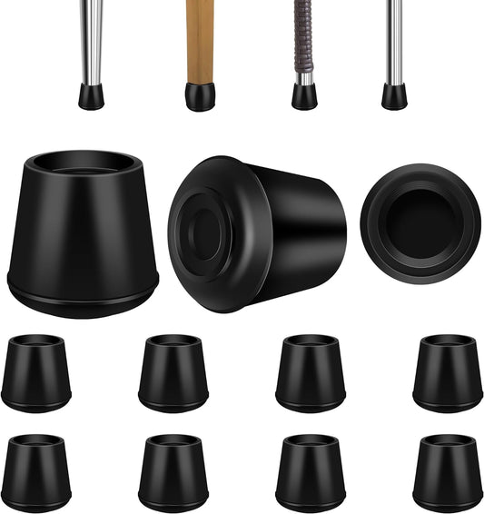 1-1/8” Round Rubber Chair Leg Tips Caps, Chair Leg Floor Protectors, Non-Slip Chairs Legs Caps, Stool Feet Protectors Cap, Folding Metal Chairs Legs Tip Replacement (Black, 8 Pack)