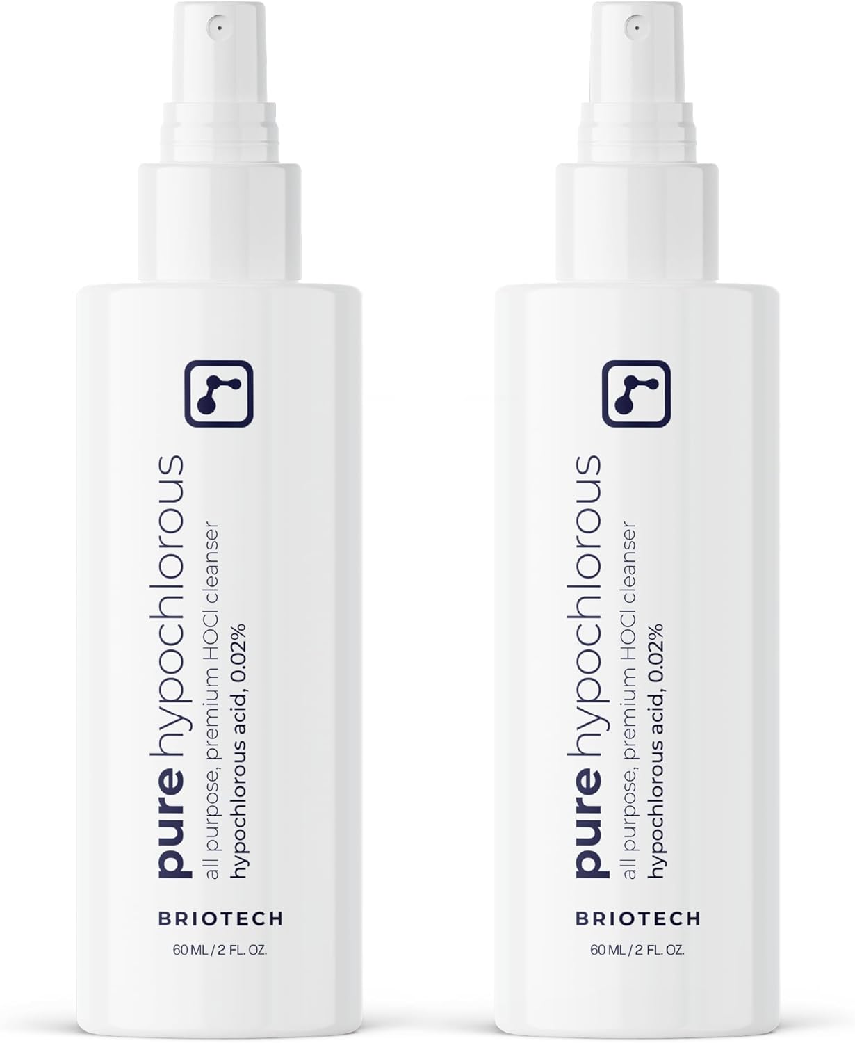 BRIOTECH Pure Hypochlorous Acid Spray and Cleanser, Original Premium HOCl Topical Solution, Multi-Purpose Cleaner, Family Approved & Pet Friendly, 2 fl oz Travel Size (2 Pack)