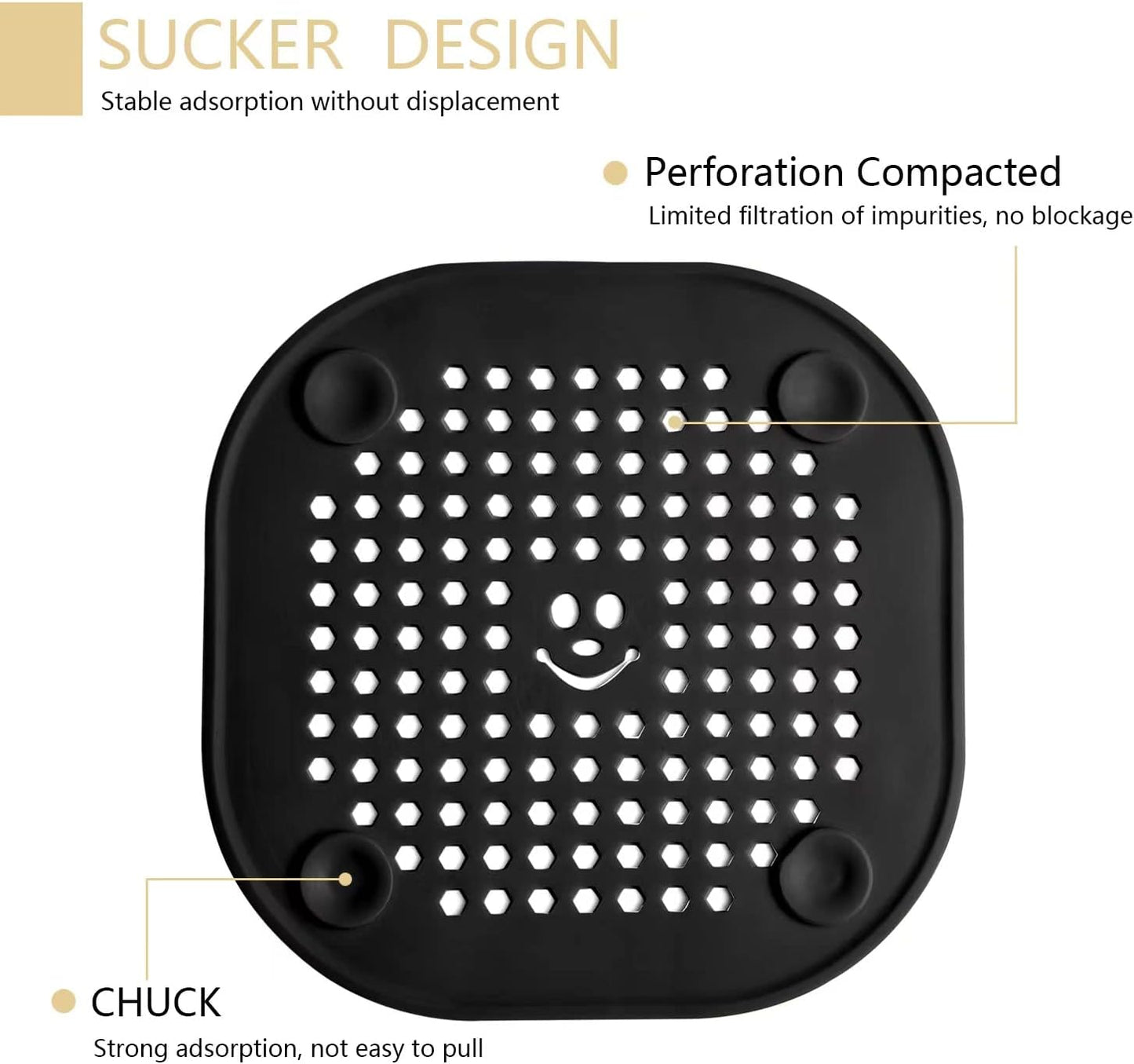 2 Pack Drain Hair Catcher Silicone Drain Cover Sink Drain Strainer Hair Stopper for Shower Kitchen Bathroom Tub Pure White