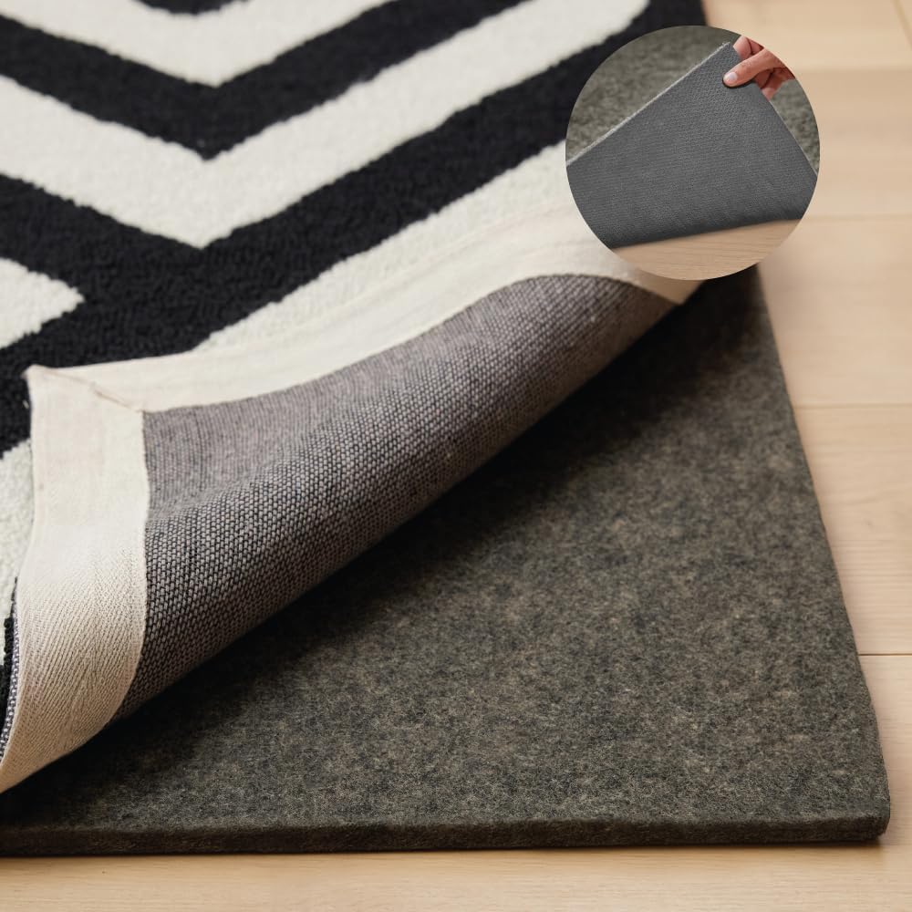 GORILLA GRIP Felt and Natural Rubber Stay in Place Slip Resistant Rug Pad, 1/4in Thick, 6x9 FT Protective Padding Under Area Rugs, Cushioned Gripper Pads, Carpet Runners, Hardwood Floors Protection