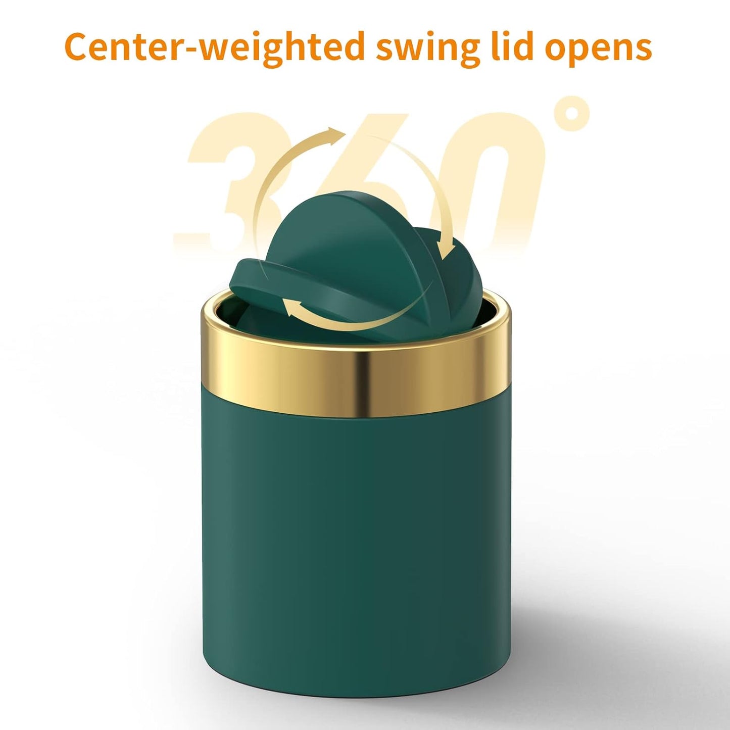 Mini Trash Can with Lid, Desktop Small Trash Can Recycling Bin Cute Metal Garbage Can for Tabletop Countertop Use,Stainless Steel 0.4 Gallon/1.5 Liter Waste Bin for Office Parlor Bedroom,Dark Green