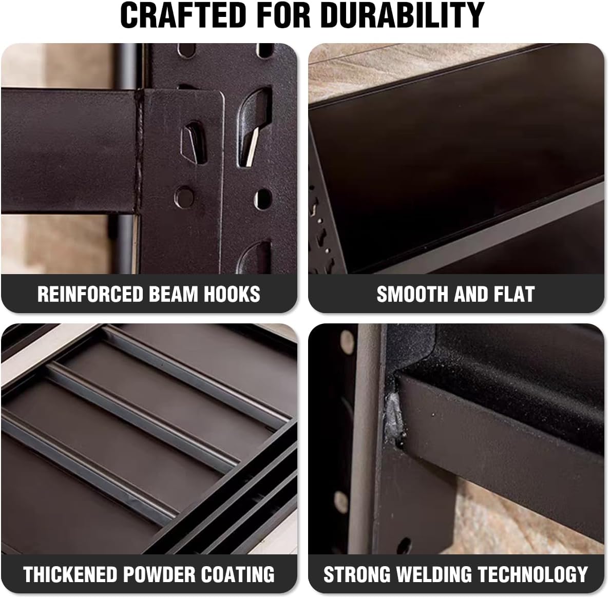 5000lbs Load Capacity,Heavy Duty 4-Tier Steel Shelving Unit, Adjustable Industrial Storage Rack for Garage Warehouse (Black, W78.74*D23.62*H78.74)