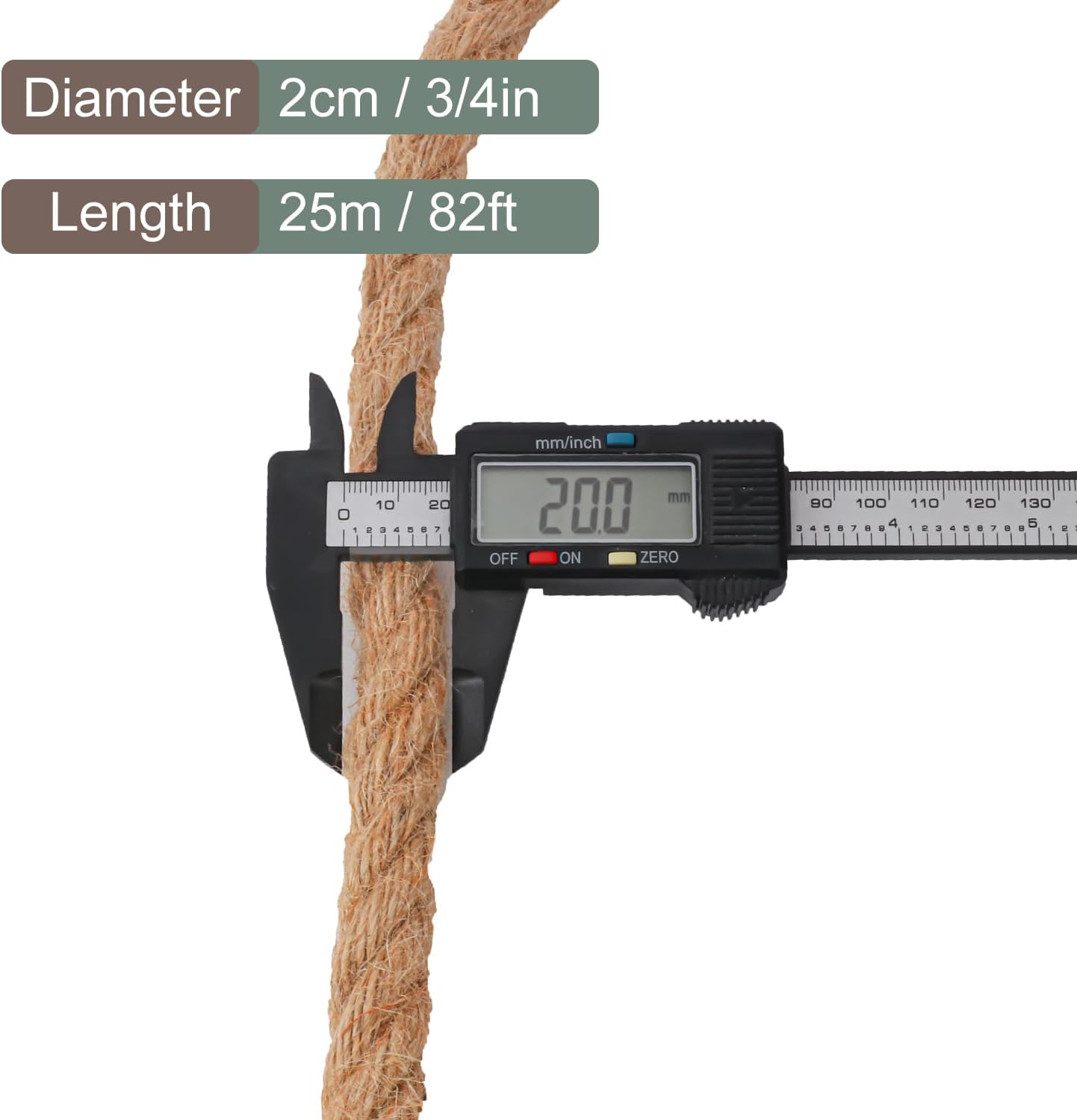 3/4 inch Hemp Rope, 82 Feet Twisted Manila Rope for Scratching Posts, Camping, Garden, Crafts, DIY Projects