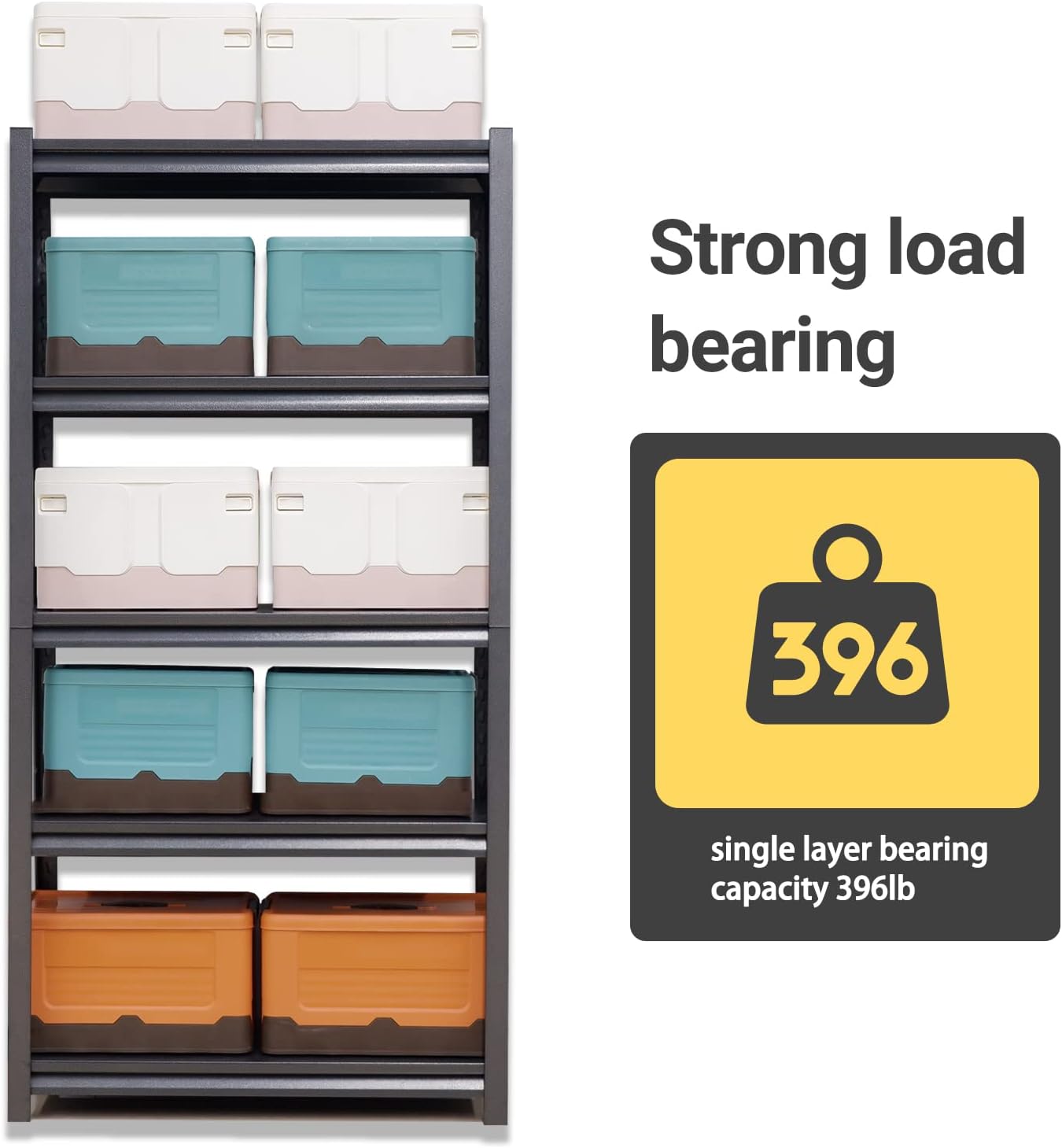 Heavy Duty Garage Shelving, Metal Storage Shelves, Adjustable 5 Tier Metal Shelving Unit, Industrial Utility Rack for Garage, Warehouse, Workshop, 12" D×27.5" W×60" H, Black