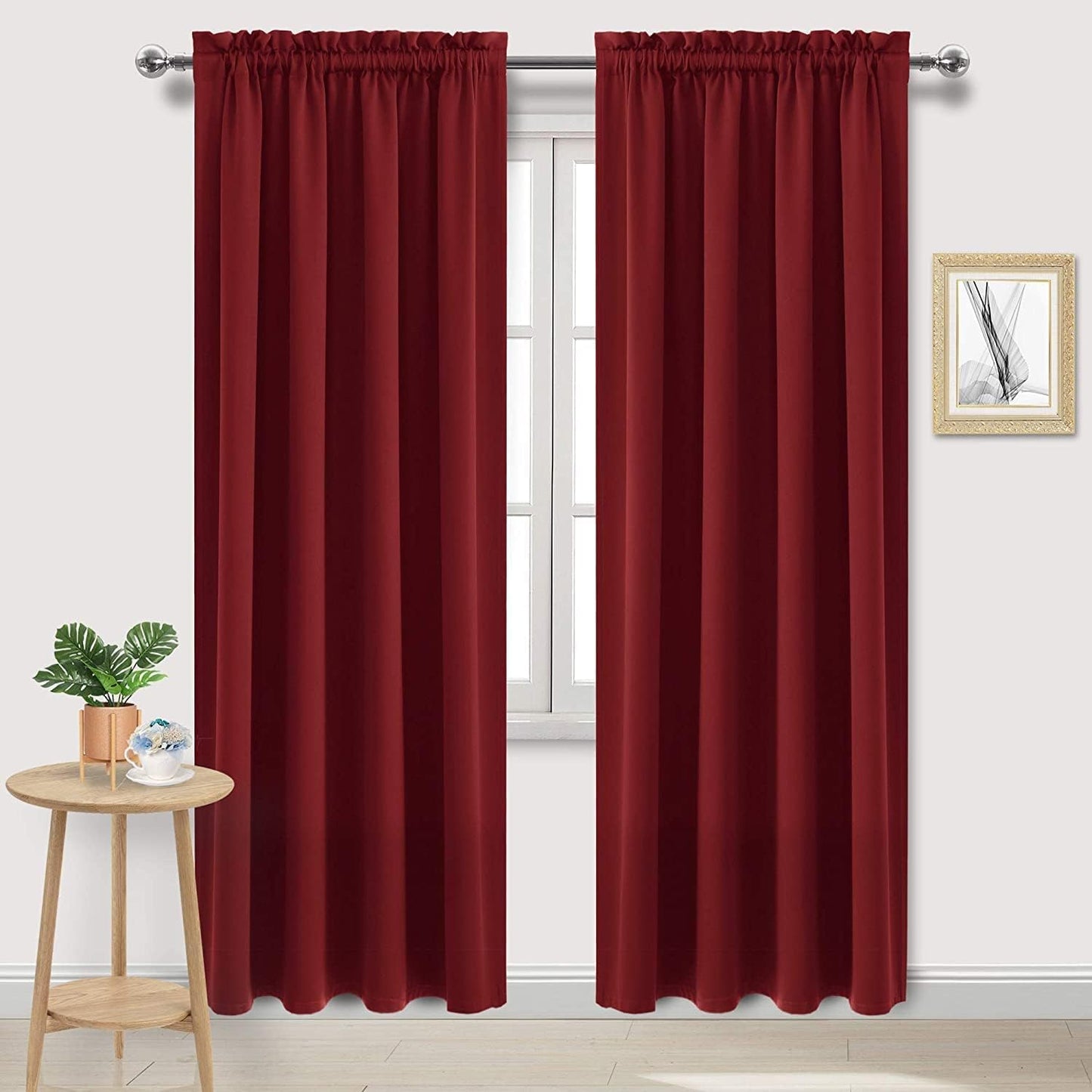 DWCN Blackout Curtains for Living Room Thermal Insulated, Energy Saving & Noise Reducing Bedroom Curtains, Amaranth Red, W 70x L 84 Inch, Set of 2 Rod Pocket Curtain Panels