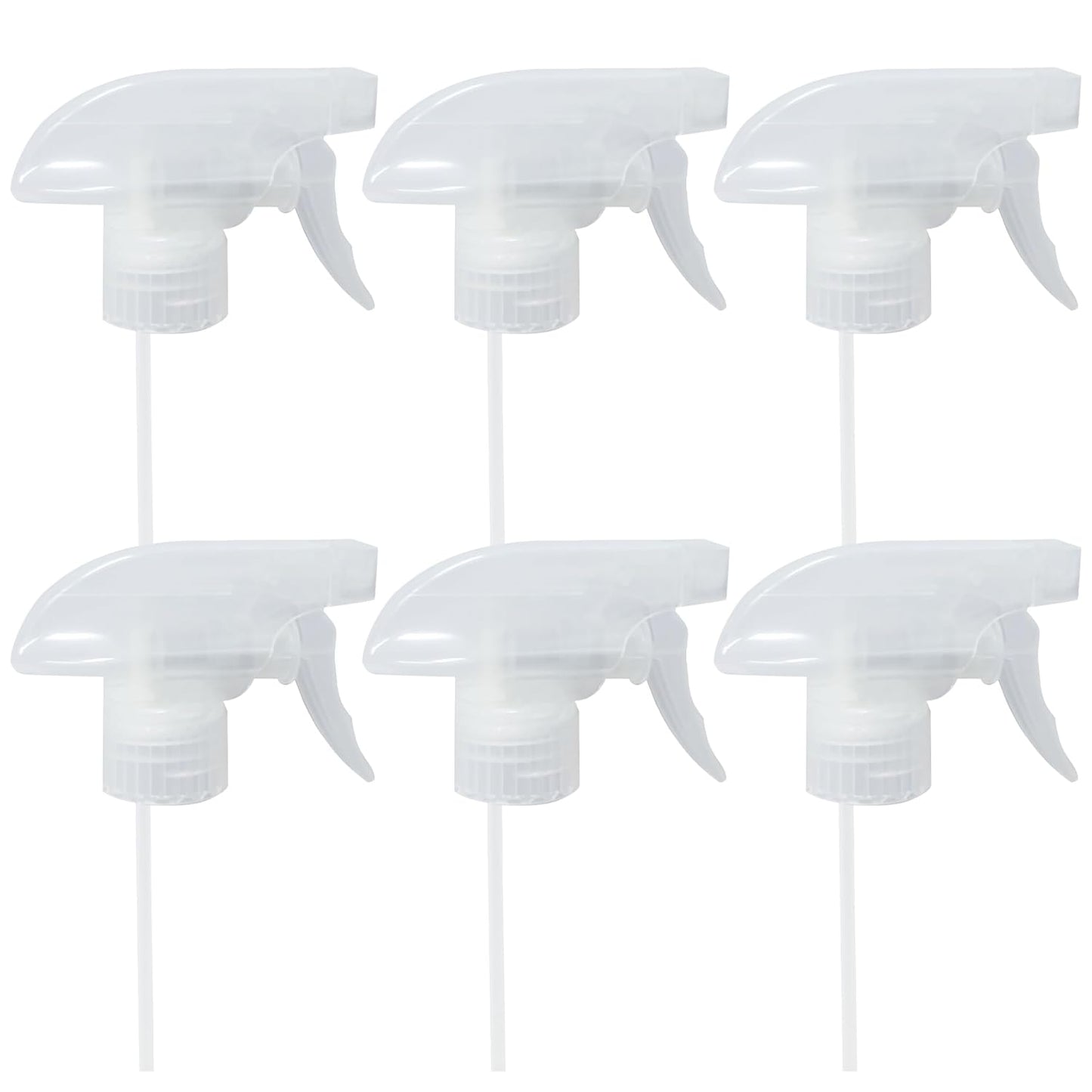 6-Pack Transparent White Trigger Sprayer (6 Count, Black, White, Plastic, Metal, HDPE, Spray Bottle, Trigger Sprayer, Dispenser, Cleaning, Plant Watering, Hair Care)