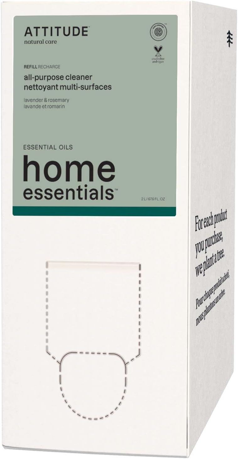 ATTITUDE All Purpose Cleaner, EWG Verified Multi-Surface Products, Vegan, Naturally Derived Multipurpose Cleaning Spray, Lavender and Rosemary, 67.6 Fl Oz